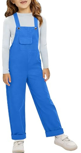 Generisch Latzhose Mädchen, Weitem Bein und Cargo-Design für Mädchen, ideal für Kleinkinder und Kinder, modisches und lässiges Winteroutfit, Jumpsuit Kinder, Long Jumpsuit für Outdoor