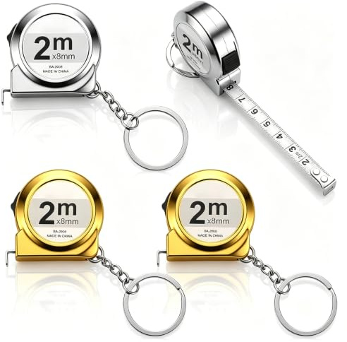 Cobee 3 Stück Massband 2m,Measure tape Bandmaß mit Schlüsselanhänge | Mini Maßband Einziehbares Metall Measuring Tape Rollmassband für Zuhause, Büro, Schule und Heimwerkerprojekte