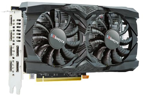 SRhonyra RX 5700 XT 8 GB GDDR6 256-Bit 6-Monitor-Grafikkarte, 8-poliger PCIe-Anschluss, 6 x HDMI 2.1, PCIe 4.0 x 16 Multi-Display-Grafikkarte für Aktienhandel, 3D-Rendering, Überwachung