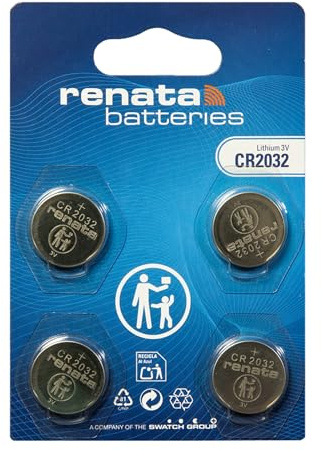 Renata CR2032, 2032 3V Lithium Knopfzellen (1x4er Pack) - 4 Stück