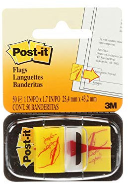 Post-it Message Flags, Sign Here, 50/Dispenser, 1 Dispenser/Pack, 1 in Wide, Red (680-31)