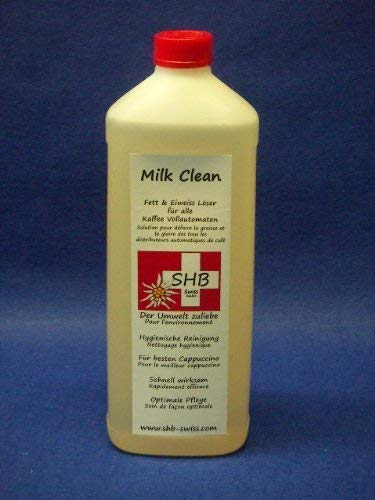 SHB Swiss Milk Clean 1 Liter Flasche Milchschaumreiniger für Milchaufschäumsysteme Milchschaumdüsenreiniger für Kaffeevollautomaten
