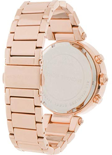 Michael Kors Montre Quartz Femme 39.00mm avec Cadran Nacre Blanche analogique et Bracelet en Bracelet en Acier Rose MK5491