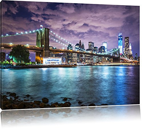 Pixxprint Skyline New York, Größe: 100x70cm, Leinwandbild, fertig gespannt, Wandbild, Dekoration, Kunstdruck, kein Poster