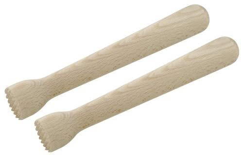 FM Professional 21427 Lot de 2 pilons de bar en bois, pilons pour cocktails, préparation des boissons, broyeur de glâce, pilon pour mojito/Caïpirinha, Bois, 22 cm