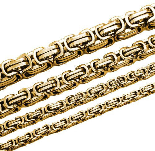 Soul-Cats Set Königskette Halskette aus Edelstahl in Gold, Länge: 60 cm, Stärke: 9 mm und Armband, Länge. 22 cm