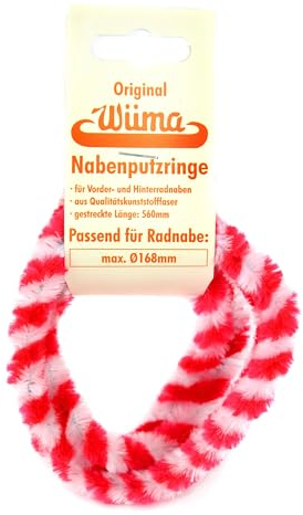 Nabenputzringe WÜMA rot/weiß SET (vorne & hinten) für SIMSON-Nabe 168mm, 560mm lg.