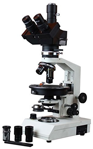 Radical Microscopio trinoculare a polarizzazione, rotazione W con lenti Bertrand, piatti Full Quarter Wave e porta per fotocamera