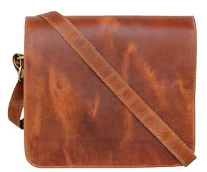 Jaald 11 Kleinleder Messenger Bag Umhängetasche Cross Body Vintage-Kurier-Beutel für Damen und Herren aus Schulranzen Mann Purse competible Mit iPad und Tablet