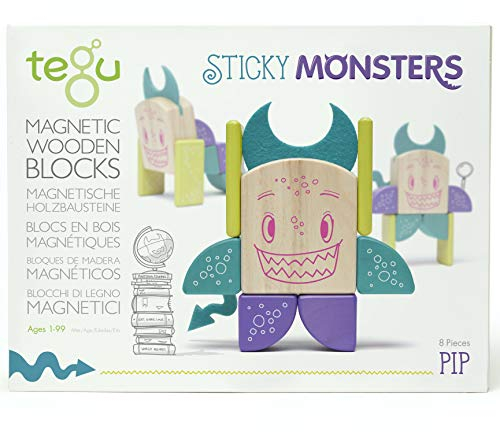 Tegu 5700605 Holzbausteine magnetisch, Sticky Monsters PIP, 8-teilig