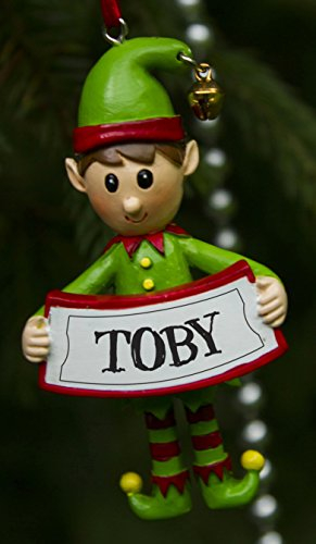 Boxer Gifts Toby Elf Christmas Tree Decoration | Xmas Bauble Ornament Gift | One for The Whole Family, Ceramic, Multi-Colour, 8 x 4.5 x 2 cm