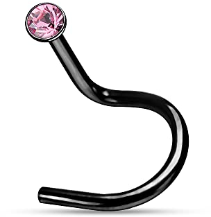 Monster Piercing Rosa Runde Crystal Stein 20 Gauge schwarz eloxiertem 316L Chirurgenstahl Nase Piercing Schraube