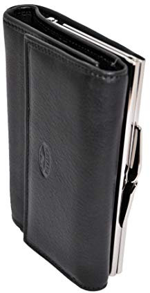 KATANA Porte Feuille Porte Monnaie avec Fermoir en Cuir réf 553011 (Rouge, Noir ou Choco) (Noir)