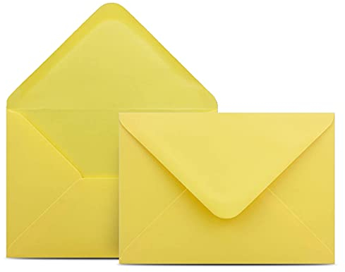 25 Briefumschläge DIN C6 Gelb - 11,4 x 16,2 cm - Kuverts mit 100 g/m² Nassklebung spitze Klappe - Umschläge ohne Fenster - Colours-4-you