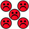Sad Smiley Magnets - Red - 5 Magnets - 2 Inch - Whiteboard Magnets at School or office