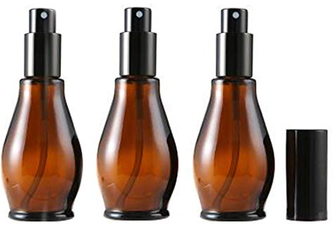 3PCS 50ml/1.67oz Empty Refillable Amber Glass Sprayer Bottles Cosmetic Perfume Storage Spray Containers with with Black Atomiser Sprays and Anti-Dust Cap For Essential Oil/Aromatherapy