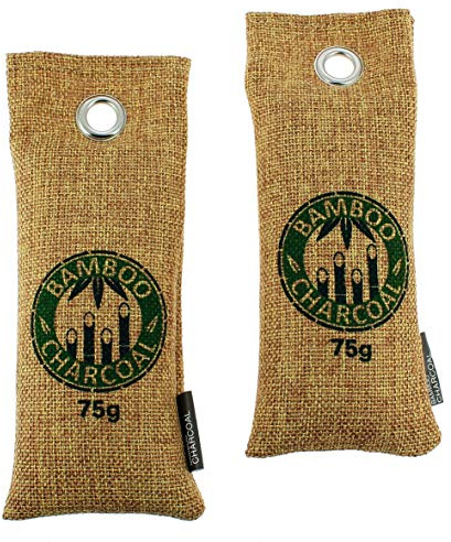 SUMEX Zwei Beutel à 75 g. Aktivkohlereiniger und Luftentfeuchter aus Bambus, perfekt für Schuhe, Schränke, Autos, Waschbecken, Küchen etc. Natürliches Produkt, hilft auch Allergene zu entfernen.