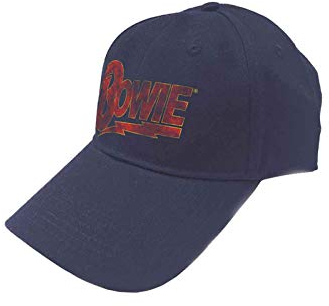 David Bowie Baseball Cap Flash Logo Nue offiziell Navy Blau Frayed Strapback One Size