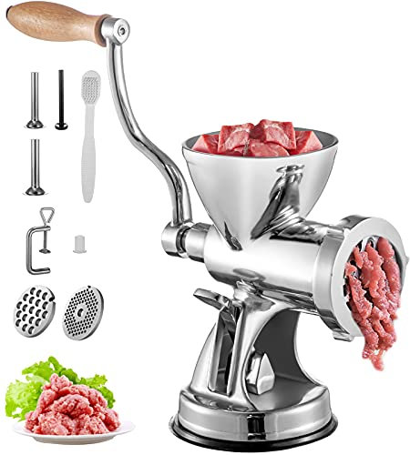 VBENLEM Molinillo de carne manual 304 de acero inoxidable con ventosa de mano Base y abrazadera con boquilla de llenado para moler verduras y relleno de salchichas, astilla