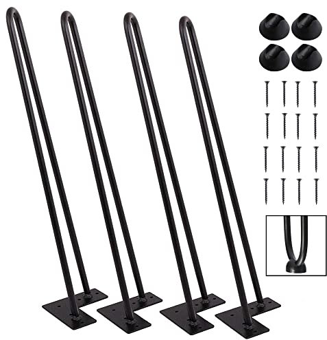 Tengchang 22 Inch Hairpin Legs, Heavy Duty Black Metal Furniture Table Legs, Set of 4