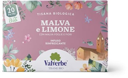 Valverbe Tisana Malva e Limone Biologico 20 Filtri - Pacco da 6 - 120 g
