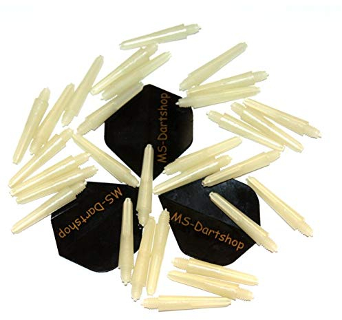 MS-DARTSHOP Flights + 10 Satz Haltbare Nylon Schäfte L5 (ca. 28mm ohne Gewinde)! Extrem haltbar durch hohen Nylon Anteil!