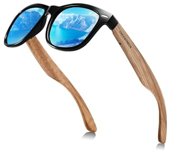 GREENTREEN Lunettes de Soleil Polarisées Bois pour Hommes: Protection UV400 et Anti-éblouissement - pour Conduire Randonnée Plage Pêche et Voyage
