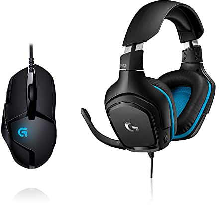 Logitech G402 Hyperion Fury Wired Gaming Mouse - Black & 432 Wired Gaming Headset, 7.1 Surround Sound, DTS Headphone:X 2.0, 50 mm Audio Drivers, USB and 3.5 mm Audio Jack - Black