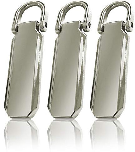 Zipper aus Metall, Reiß-Verschluss Schieber im Set, Ersatz-Teil Zip, Pull tab, Reparatur von Jacken, Hand-Taschen, Rucksack, Mantel, Koffer (Silber warm, 3)