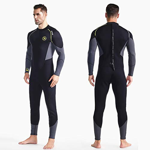 Traje de Neopreno ZCCO para Hombre Ultra Stretch 1.5 mm Traje de baño de Neopreno, Traje de Buceo de Cuerpo Completo con Cremallera en la Espalda, Una Pieza para esnórquel, Buceo(Negro, XXL)