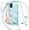 Handykette Handyhülle Kompatibel mit Samsung Galaxy A51 Hülle Marmor Glitzer Necklace Hülle und Panzerglas Schutzfolie Kordel Umhängen Necklace Hülle mit Band Silikon TPU Schutzhülle