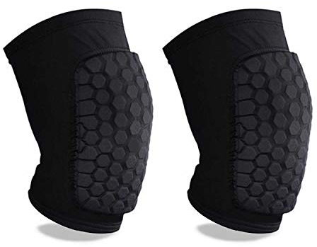 Ginocchiera a compressione per ginocchiere, con imbottitura a nido d'ape, traspirante e antiscivolo, ginocchiere per basket, palestra, corsa, allenamento, sport, uomini e donne, un paio L