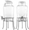 PEARL Wasserspender mit Hahn: 2er-Set Retro-Getränkespender aus Glas mit Ständer, Zapfhahn, 6, Liter (Getränkespender Wasserspender, Glas mit Zapfhahn, Wasserkanister)