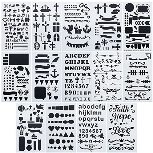 Mr. Pen,Bibeljournal-Schablone, 10.7x17.8 cm, 14 Blatt, Schablonen-Set, Tagebuch-Schablonen, Planer-Schablonen, Kunststoff-Schablonen, Journaling-Schablonen, Schablonen für Planer