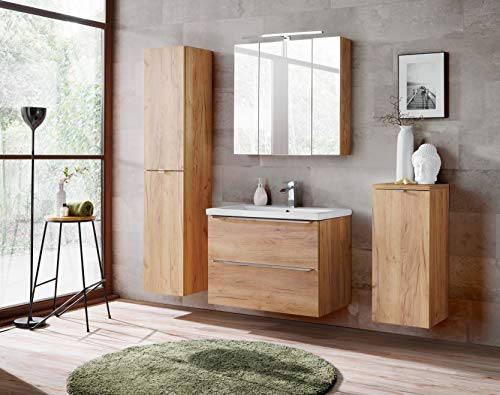 Capri Oak Badezimmermöbel-Set, Badezimmermöbel-Set, Kosmos-Schwarz, Hängemöbel, Waschbecken im Lieferumfang enthalten