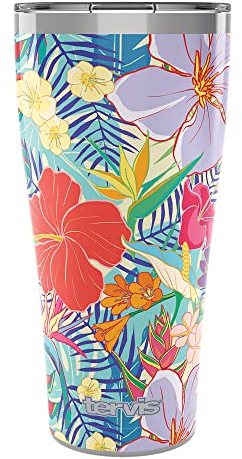 Tervis Tropical Hibiscus Party Gobelet isotherme à triple paroi en acier inoxydable 880 ml
