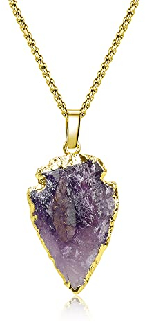 COAI Arrowhead Raw Amethyst Necklace Crystal Necklace for Women