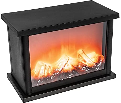 Ideen mit Herz Camino a LED | camino decorativo | elettrico | funzionamento a batteria | senza riscaldamento | effetto fuoco realistico | 25,5 x 13,5 x 18 cm | con timer (6 ore di accensione | 18 ore