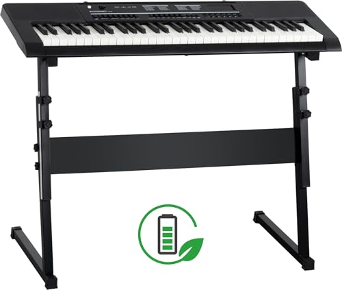 McGrey 6170 Akku-Keyboard Safety Fix Set - 61 Tasten-Keyboard - 200 Klänge & Rhythmen - Betrieb mit Akku und Netzteil möglich - MP3-Player via USB-Stick - Inkl. Mikrofon und Keyboard-Ständer - Schwarz