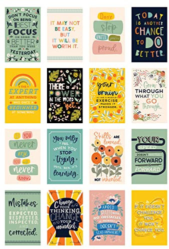 Carson Dellosa Motivationsposter-Set, 27,9 x 43,2 cm, 16 bunte Klassenzimmer-Poster mit inspirierenden Zitaten, inspirierende Wandkunst für Pinnwand, Klassenzimmer-Dekor, Wanddekoration und