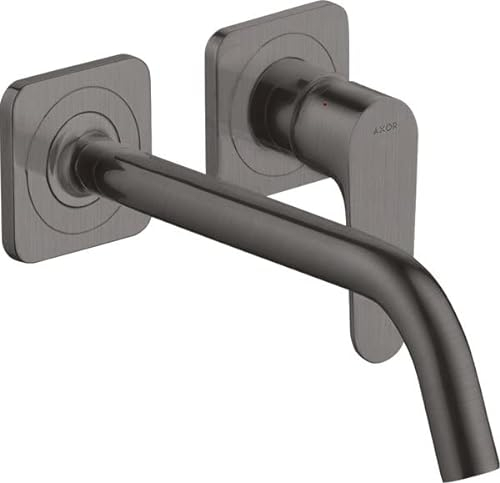hansgrohe AXOR Citterio M Einhebel Waschtischmischer Unterputz mit Rosetten und langem Auslauf Wandmontage, Farbe: Brushed Black Chrome