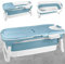 JNGLGO Baignoire pliable pour adulte XXL 148 x 62 x 53 cm, Baignoire portable pliable avec couvercle, repose-tête et rouleau de massage, baignoire pliable pour salle de bains