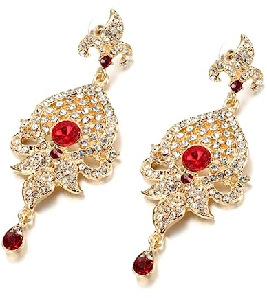 YAHOYA Vintage Schmuck Brautgeschenke Vollkristall Lange Ohrhänger Für Frauen Mode Dubai Gold Farbe Indische Hochzeit Ohrring