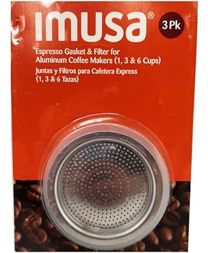 IMUSA USA SP-394 - Junta de repuesto y filtro para cafeteras espresso de aluminio, 1, 3, 6 tazas