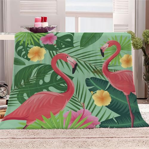 Kuscheldecken 100x130 Flamingo Flanell Decke 3D Microfaser Flauschig Weich Warm Plüsch Tier Kinder Mädchen Jungen Wohndecke für Sofadecke Bett Kindertagesstätte Nap Babydecke