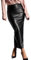 Damen Lack Leder Rock Lang Stretch Abendrock Figurbetonte Maxirock Bodycon Elegante Wetlook Sexy Hohe Taille PU Leder Röcke Party Clubwear Schwarz Weiß Rock Skinny Bleistiftröcke