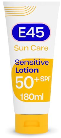 E45 Sun Body Lotion for Sensitive Skin. Hydrating Sun Cream with very high UVA and UVB protection and SPF 50+. For Dry Skin, Sensitive Skin and Eczema Prone Skin - 180 ml