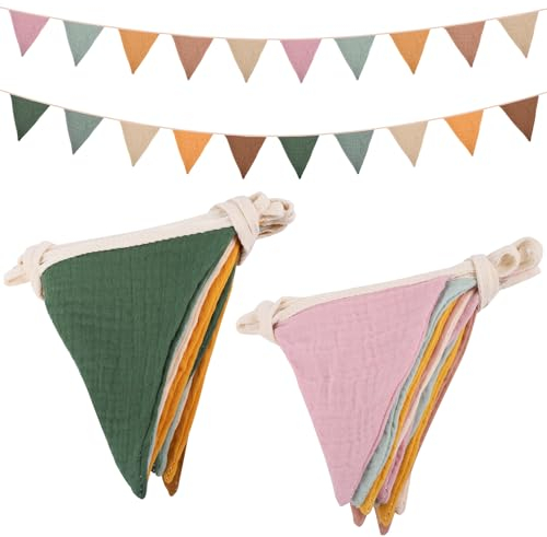 Dncvb Wimpelkette 2 X 2,6 Meter Wimpelkette Outdoor Beidseitig Wimpelkette Kinderzimmer Wimpelkette Stoff aus 100% Bio-Baumwolle - Schöne Wanddeko Kinderzimmer (Grün)