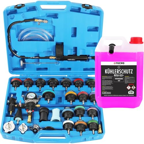 TECPO Kühlsystem Abdruckgerät Befüllgerät Entlüften Drucküberprüfung mit Kühlerfrostschutz, 5 Liter