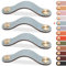 LEREATI 4pcs Leather Drawer Handles Drawer Knobs Kitchen Cupboard Handles, Leather Drawer Pulls for Cupboards, Wardrobe, Dresser, Closet (Blue, 160mm Hole Center)